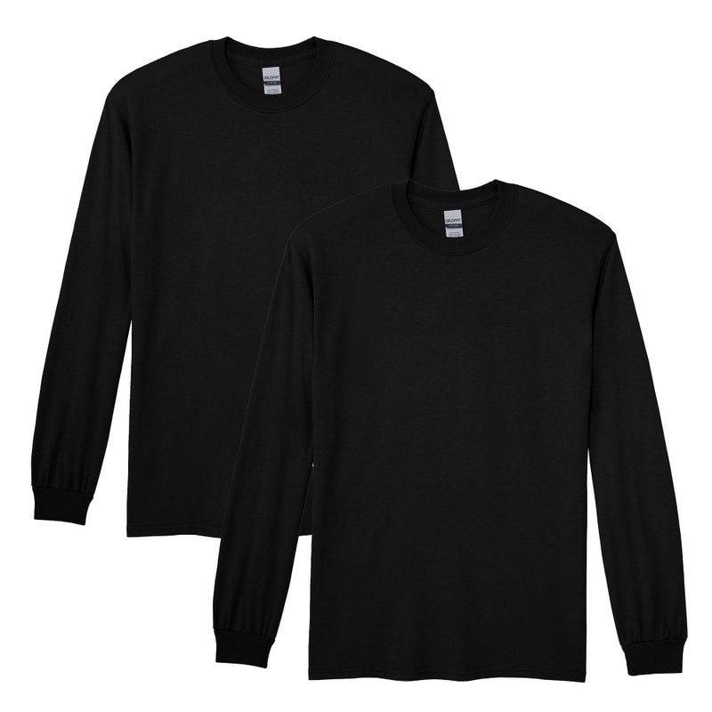 Gildan Adult DryBlend Long Sleeve T-Shirt, Style G8400, 2-Pack, Black, Large - Image 1